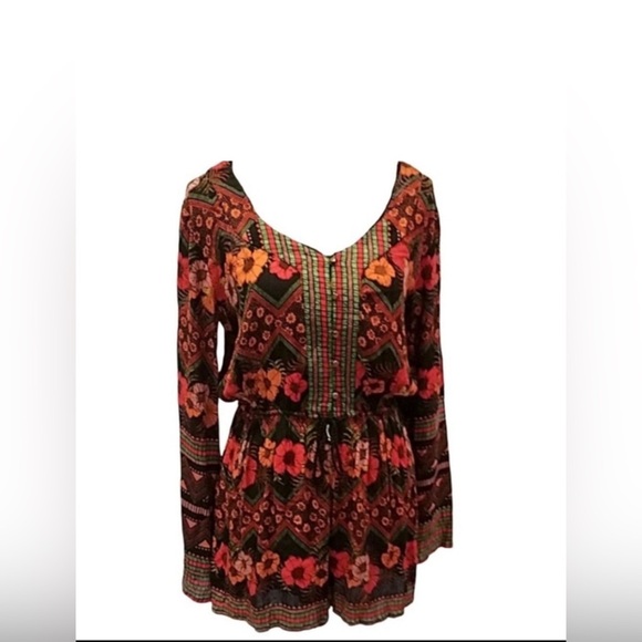 Patrons of Peace Bohemian Multicolor Floral Playsuit Romper S - Picture 2 of 13